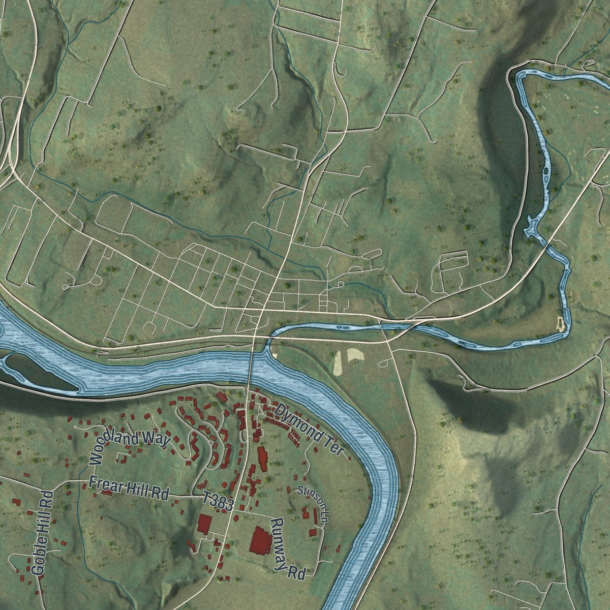 Close-up of the map of Eaton, Pennsylvania print showing street and building detail
