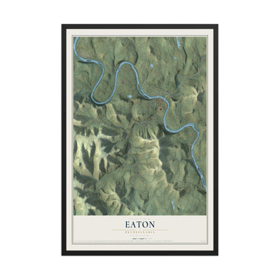Map of Eaton, Pennsylvania, 12 x 18 inch print in a black wood frame
