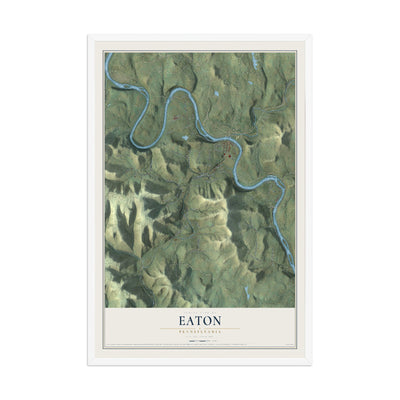 Map of Eaton, Pennsylvania, 12 x 18 inch print in a white wood frame
