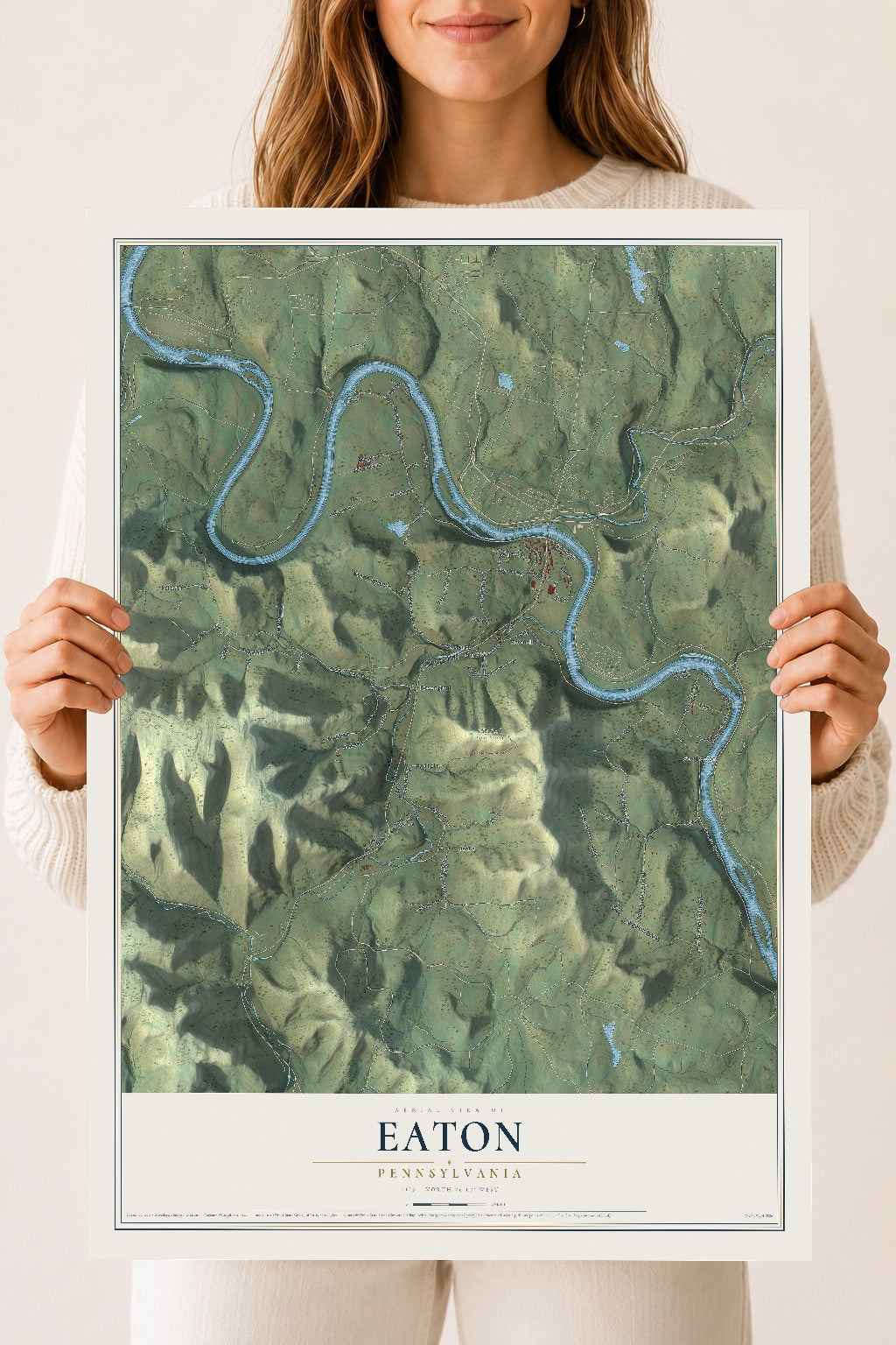 Map of Eaton, Pennsylvania, 18 x 24 inch unframed archival matte print