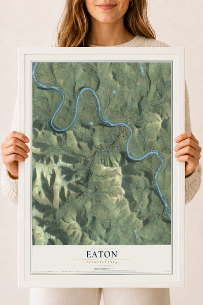 Map of Eaton, Pennsylvania, 18 x 24 inch print in a white wood frame