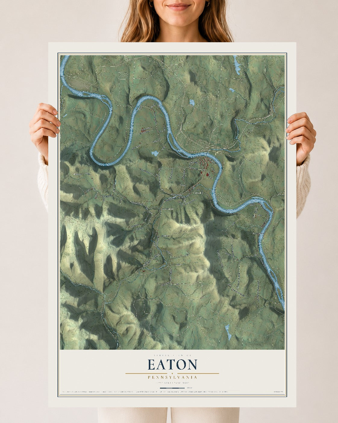 Map of Eaton, Pennsylvania, 24 x 36 inch unframed archival matte print