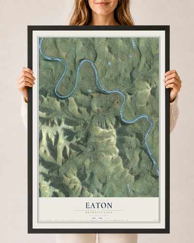 Map of Eaton, Pennsylvania, 24 x 36 inch print in a black wood frame