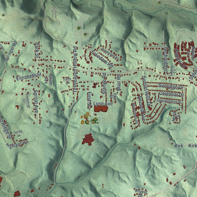 Second close-up of the map of Economy, Pennsylvania print showing more streets and buildings