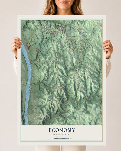 Map of Economy, Pennsylvania, 24 x 36 inch unframed archival matte print