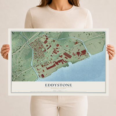 Map of Eddystone, Pennsylvania, 12 x 18 inch unframed archival matte print