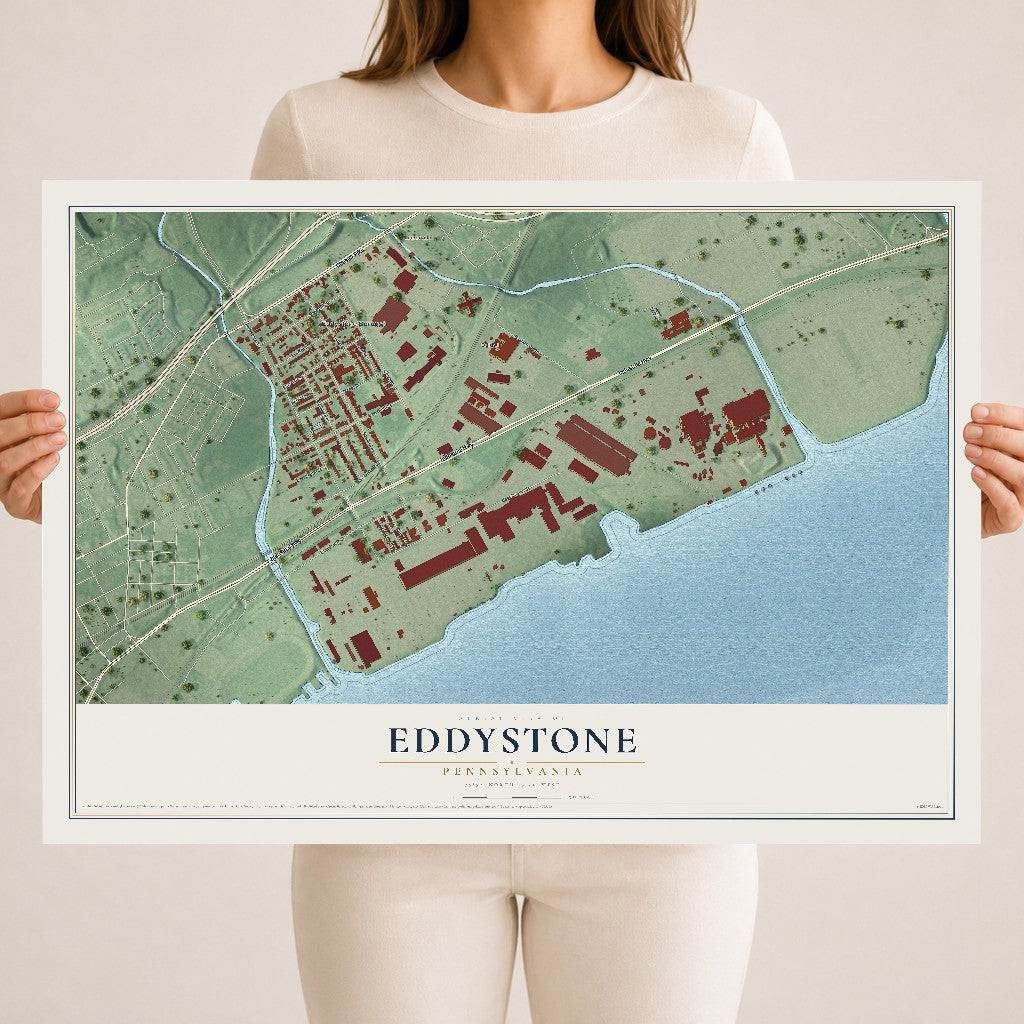 Map of Eddystone, Pennsylvania, 18 x 24 inch unframed archival matte print