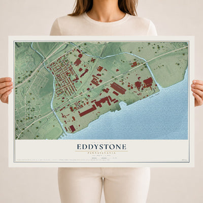 Map of Eddystone, Pennsylvania, 18 x 24 inch unframed archival matte print