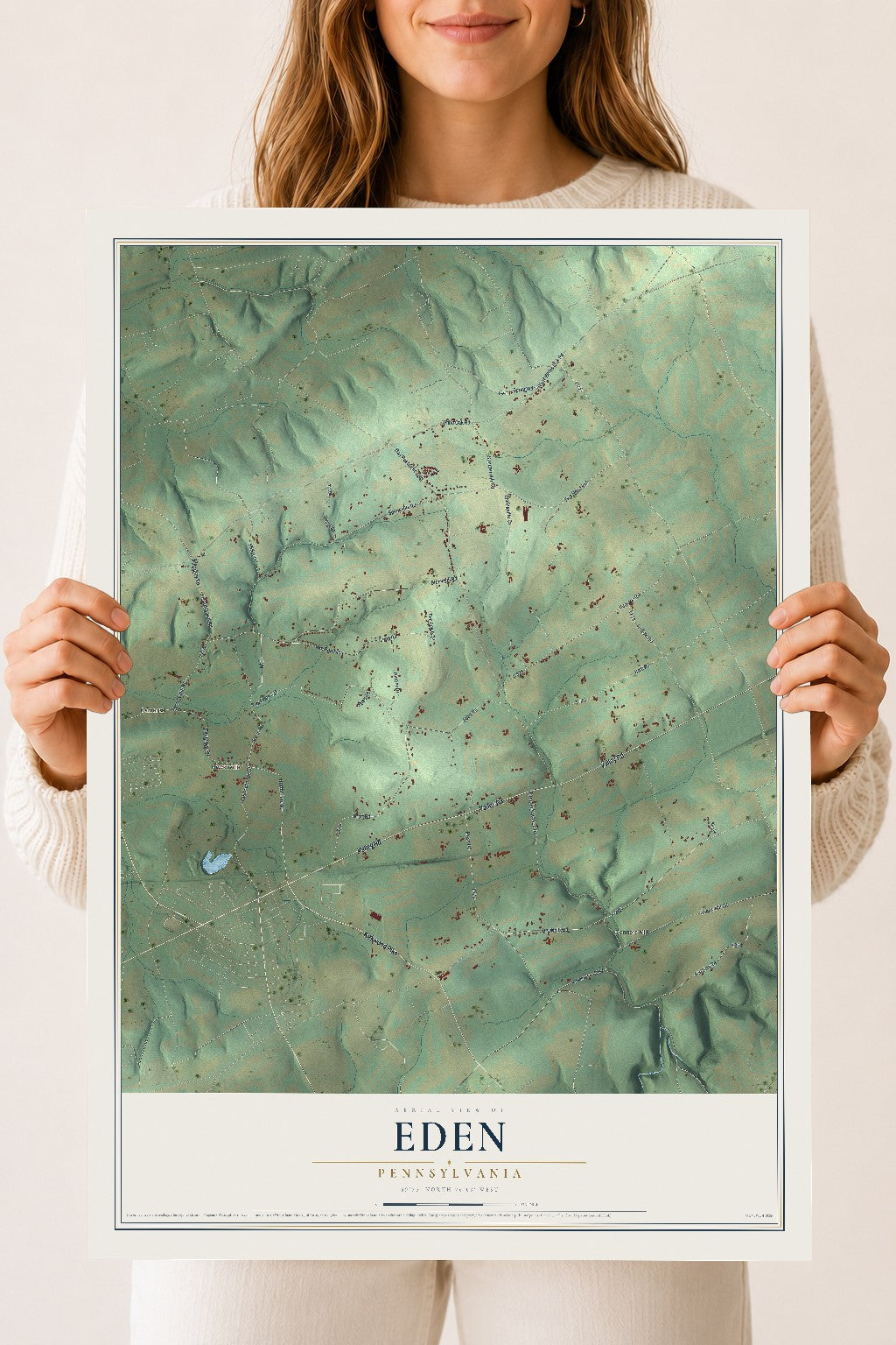 Map of Eden, Pennsylvania, 18 x 24 inch unframed archival matte print