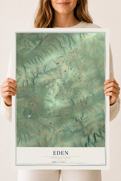 Map of Eden, Pennsylvania, 18 x 24 inch unframed archival matte print