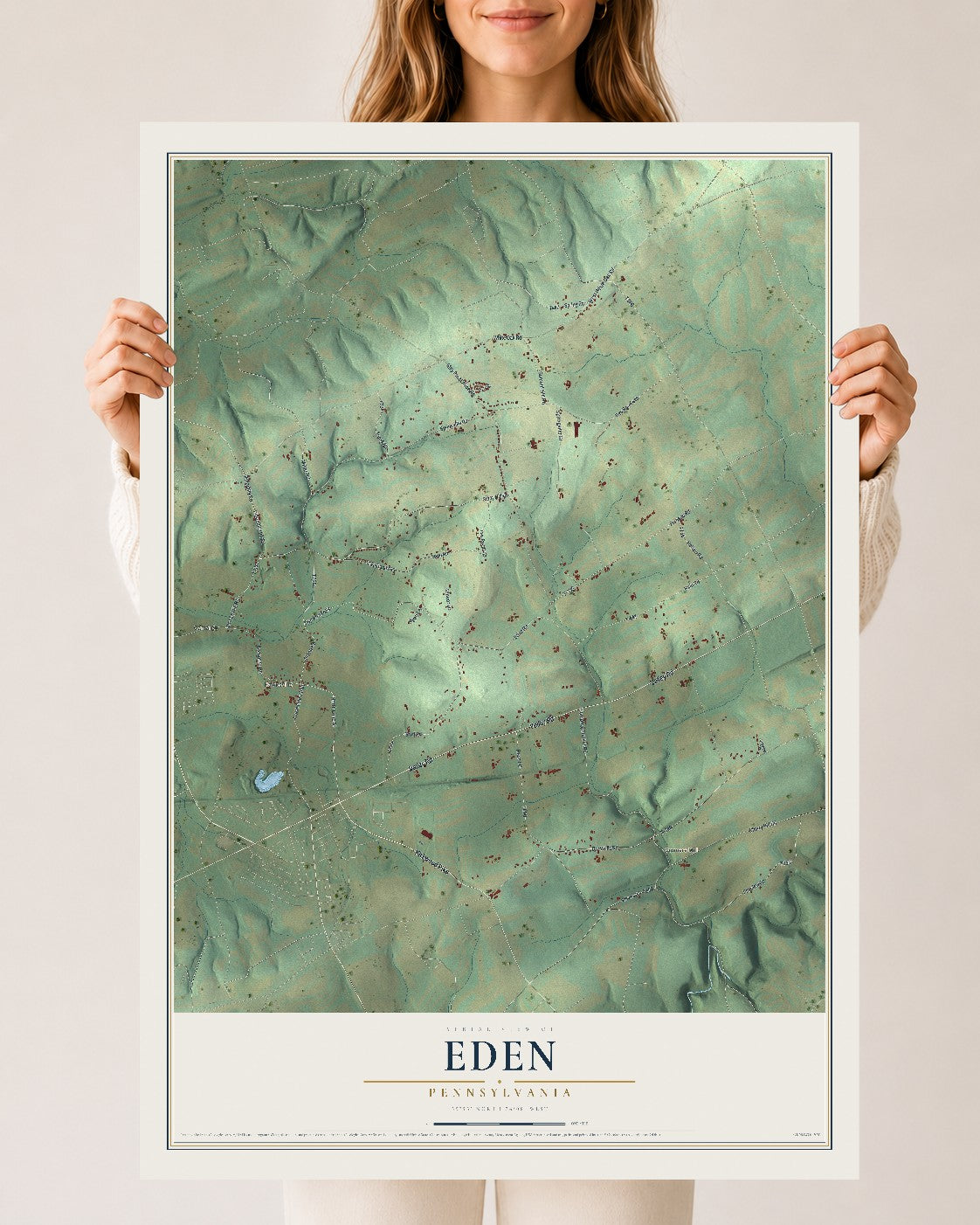 Map of Eden, Pennsylvania, 24 x 36 inch unframed archival matte print