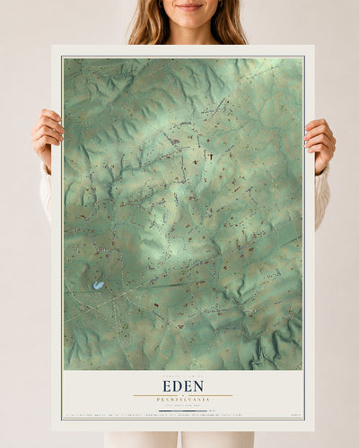 Map of Eden, Pennsylvania, 24 x 36 inch unframed archival matte print