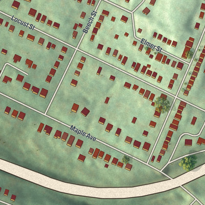 Second close-up of the map of Edgewood, Pennsylvania print showing more streets and buildings