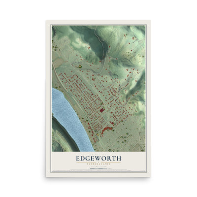 Map of Edgeworth, Pennsylvania, 12 x 18 inch unframed archival matte print