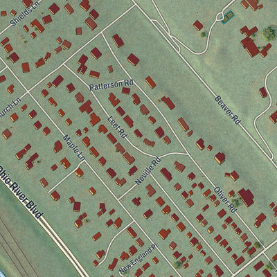 Second close-up of the map of Edgeworth, Pennsylvania print showing more streets and buildings