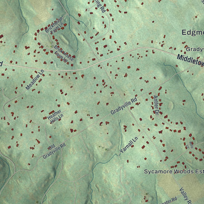 Close-up of the map of Edgmont, Pennsylvania print showing street and building detail
