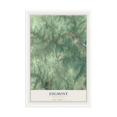 Map of Edgmont, Pennsylvania, 12 x 18 inch print in a white wood frame