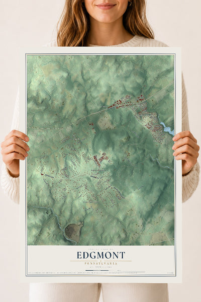 Map of Edgmont, Pennsylvania, 18 x 24 inch unframed archival matte print