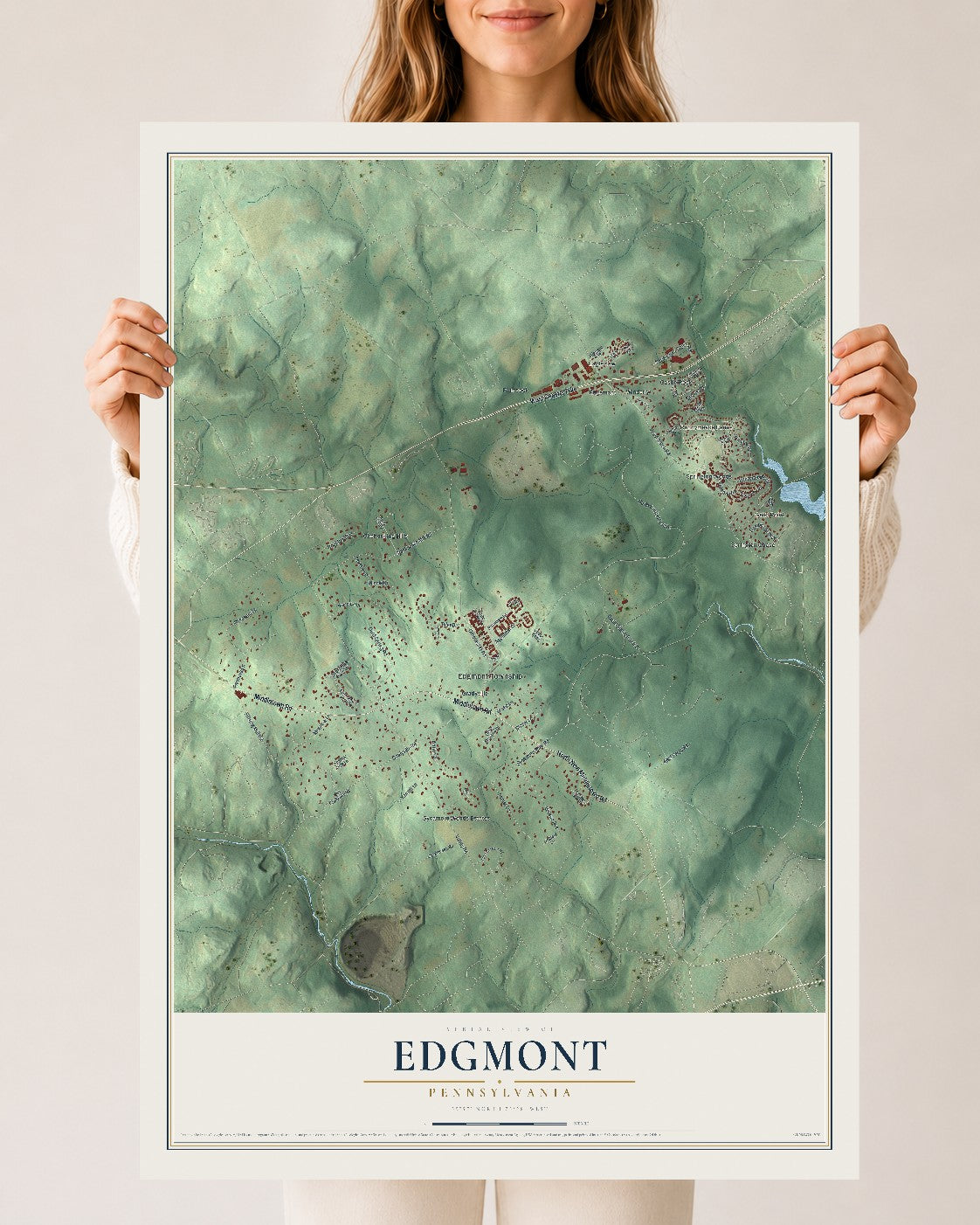 Map of Edgmont, Pennsylvania, 24 x 36 inch unframed archival matte print