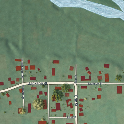 Close-up of the map of Edinburg, Pennsylvania print showing street and building detail
