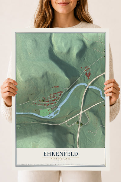 Map of Ehrenfeld, Pennsylvania, 18 x 24 inch unframed archival matte print