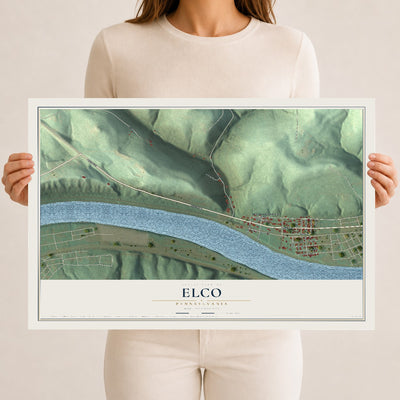 Map of Elco, Pennsylvania, 12 x 18 inch unframed archival matte print