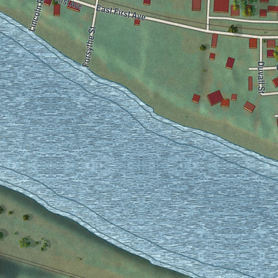 Second close-up of the map of Elco, Pennsylvania print showing more streets and buildings
