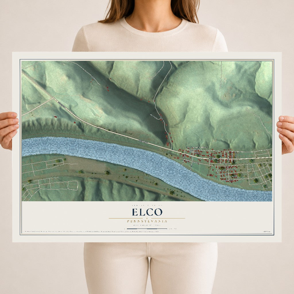 Map of Elco, Pennsylvania, 18 x 24 inch unframed archival matte print