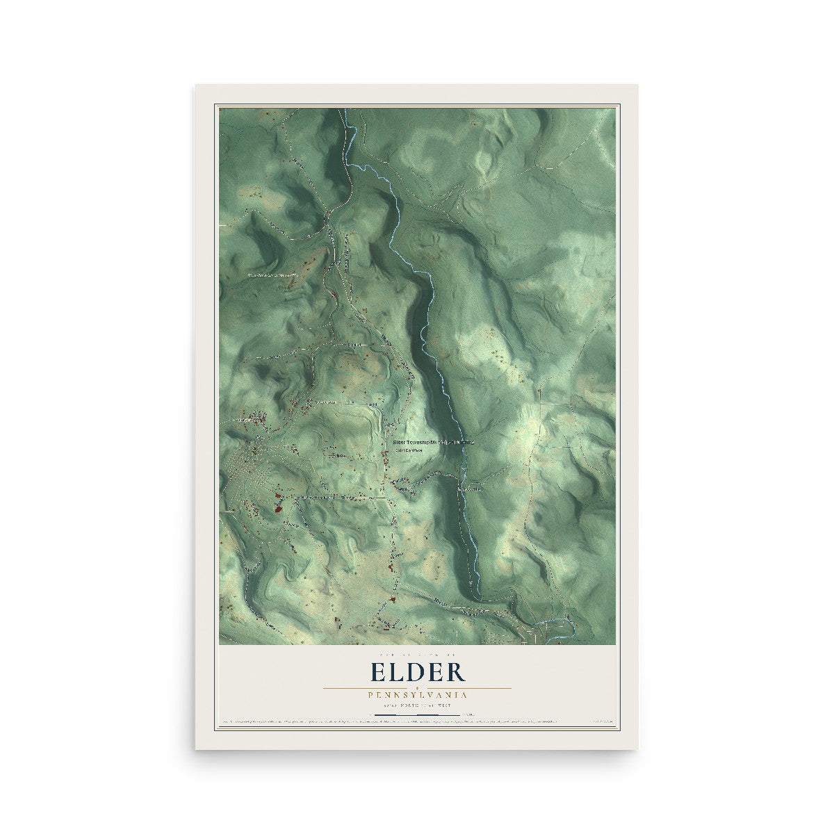 Map of Elder, Pennsylvania, 12 x 18 inch unframed archival matte print