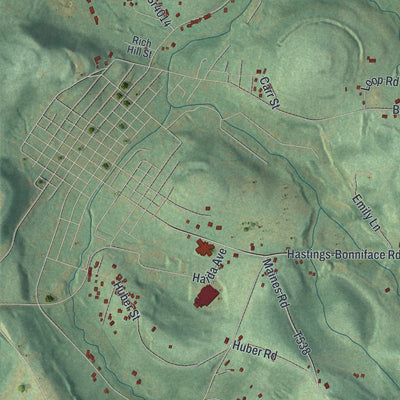 Second close-up of the map of Elder, Pennsylvania print showing more streets and buildings