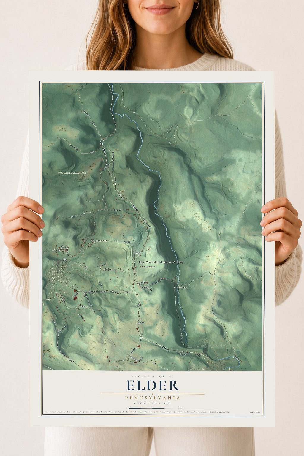 Map of Elder, Pennsylvania, 18 x 24 inch unframed archival matte print