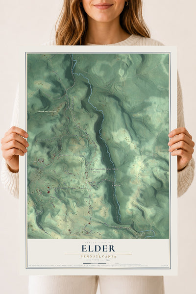 Map of Elder, Pennsylvania, 18 x 24 inch unframed archival matte print