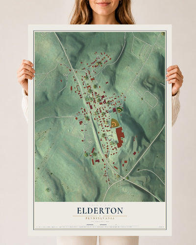 Map of Elderton, Pennsylvania, 24 x 36 inch unframed archival matte print