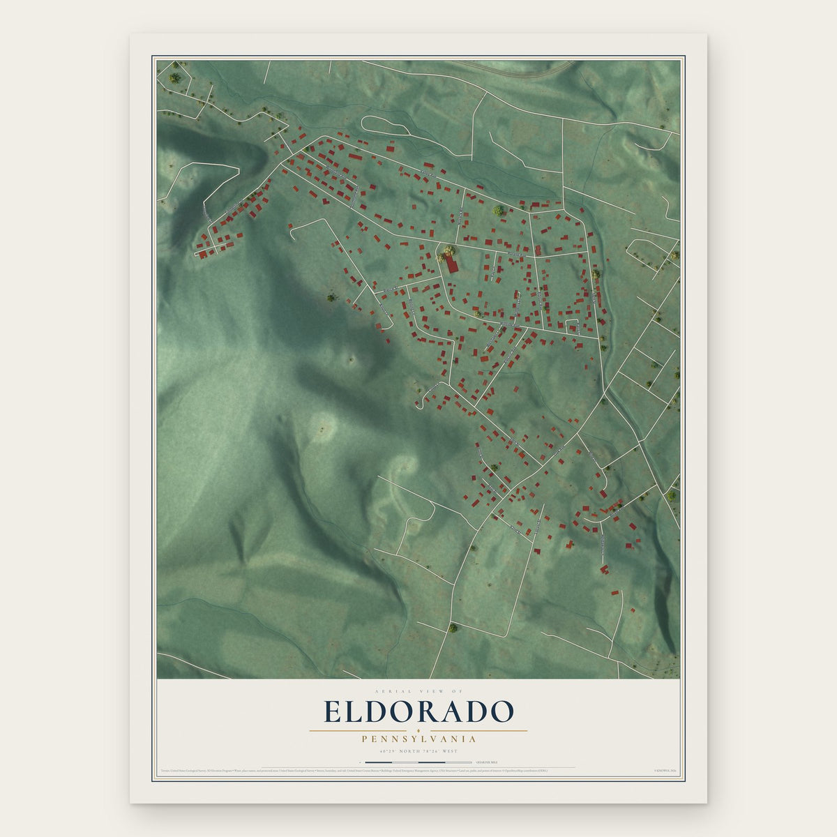 Eldorado, Pennsylvania map print, the full design
