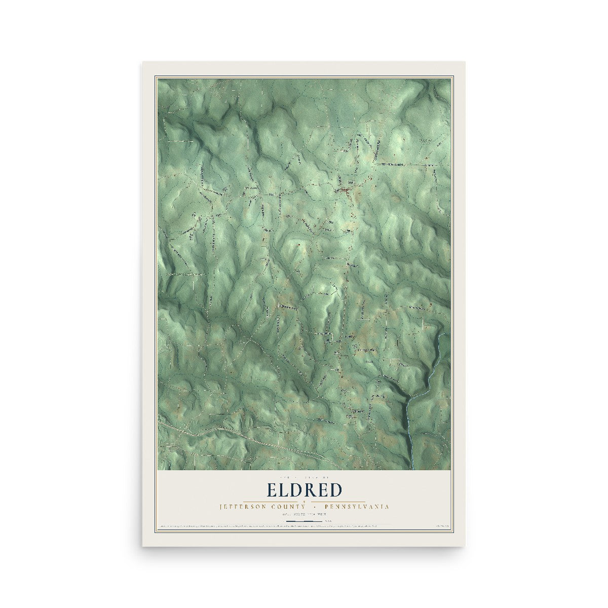 Map of Eldred, Jefferson County, Pennsylvania, 12 x 18 inch unframed archival matte print