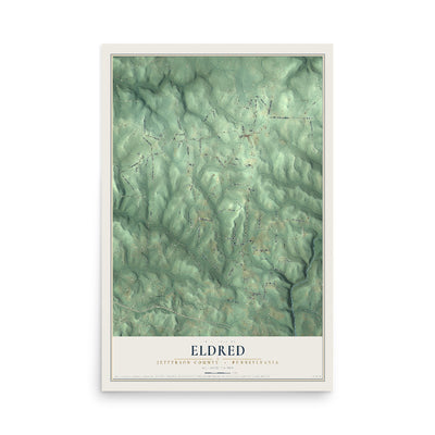 Map of Eldred, Jefferson County, Pennsylvania, 12 x 18 inch unframed archival matte print
