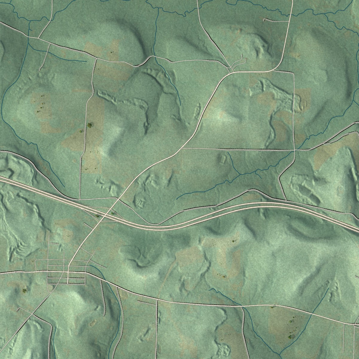 Second close-up of the map of Eldred, Jefferson County, Pennsylvania print showing more streets and buildings