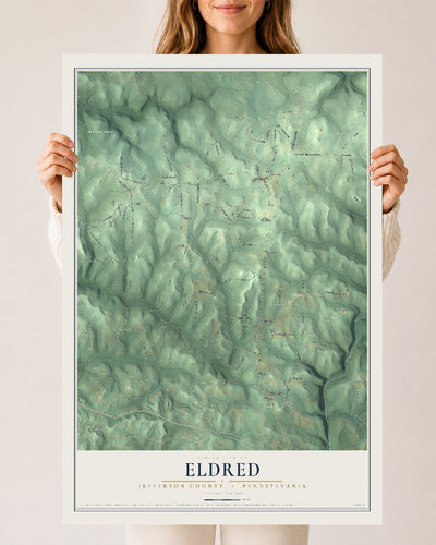 Map of Eldred, Jefferson County, Pennsylvania, 24 x 36 inch unframed archival matte print