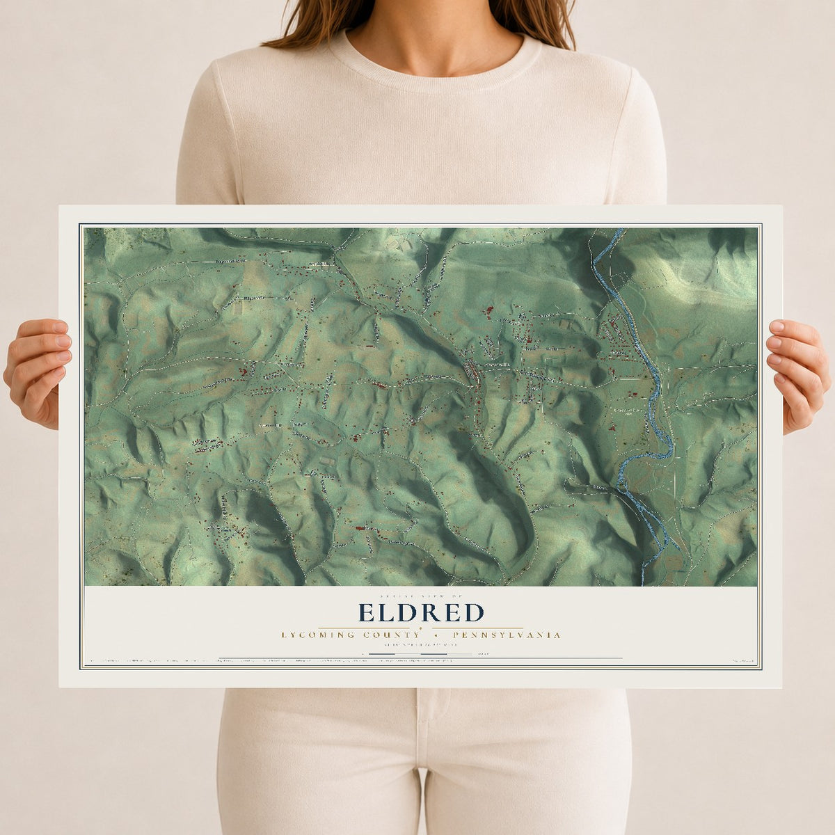 Map of Eldred, Lycoming County, Pennsylvania, 12 x 18 inch unframed archival matte print