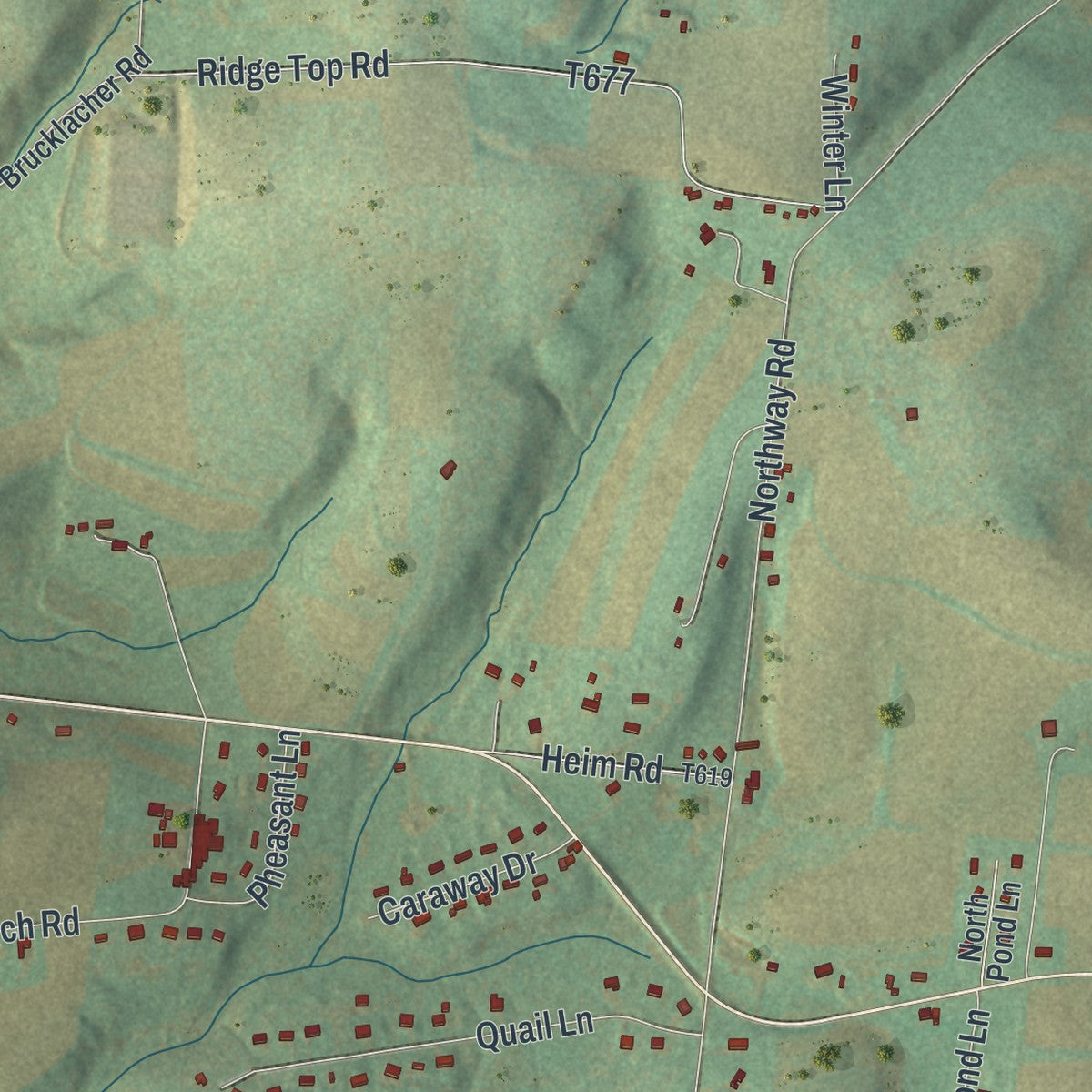 Close-up of the map of Eldred, Lycoming County, Pennsylvania print showing street and building detail
