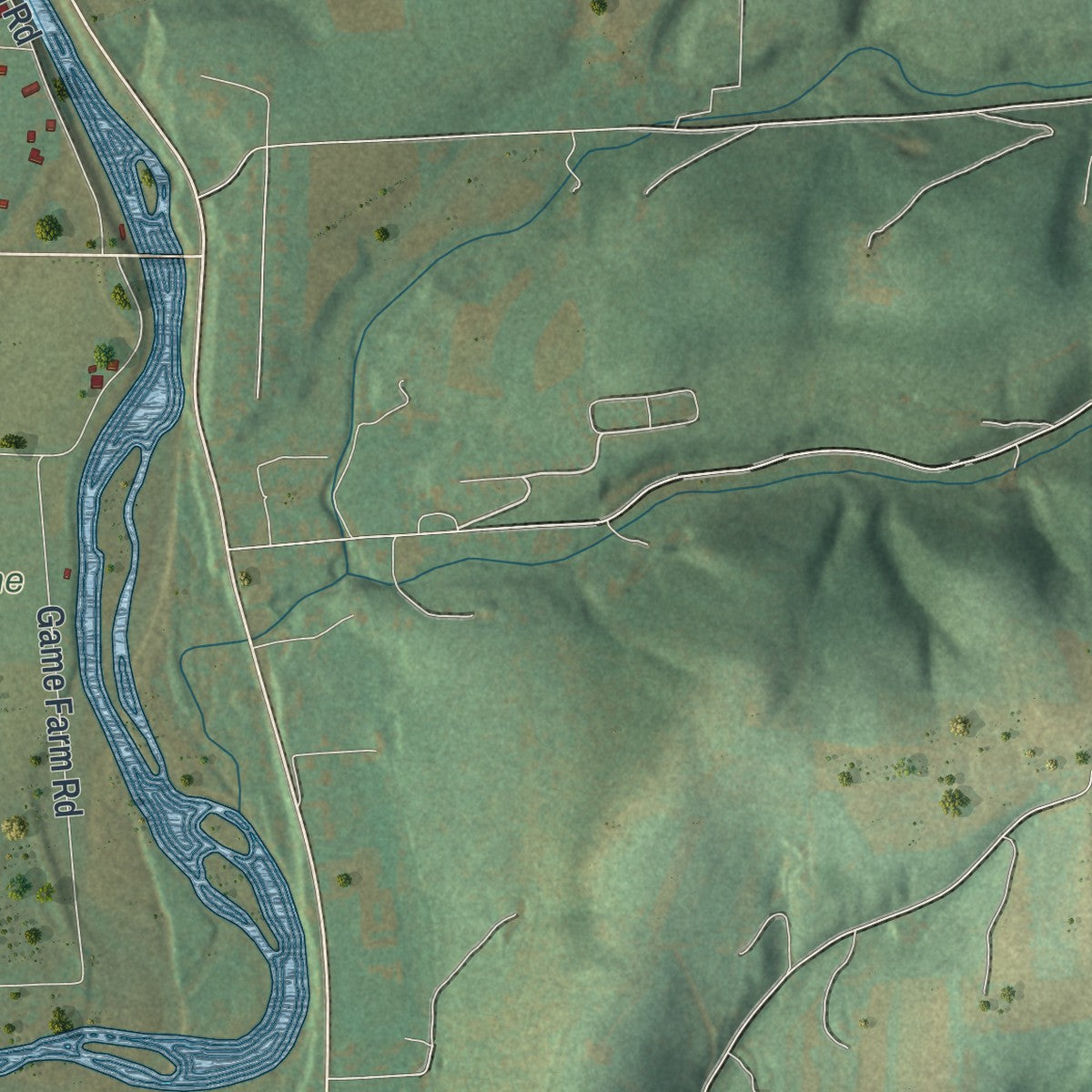 Second close-up of the map of Eldred, Lycoming County, Pennsylvania print showing more streets and buildings