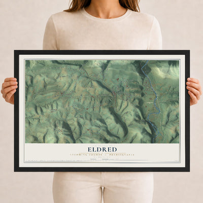 Map of Eldred, Lycoming County, Pennsylvania, 12 x 18 inch print in a black wood frame