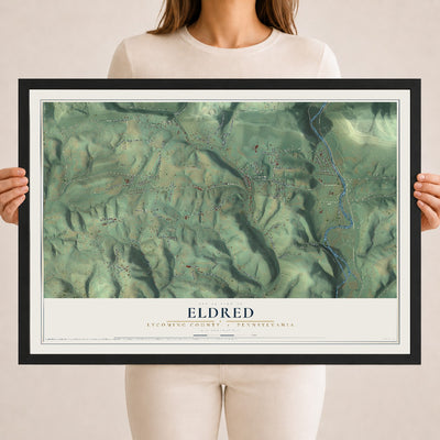 Map of Eldred, Lycoming County, Pennsylvania, 18 x 24 inch print in a black wood frame