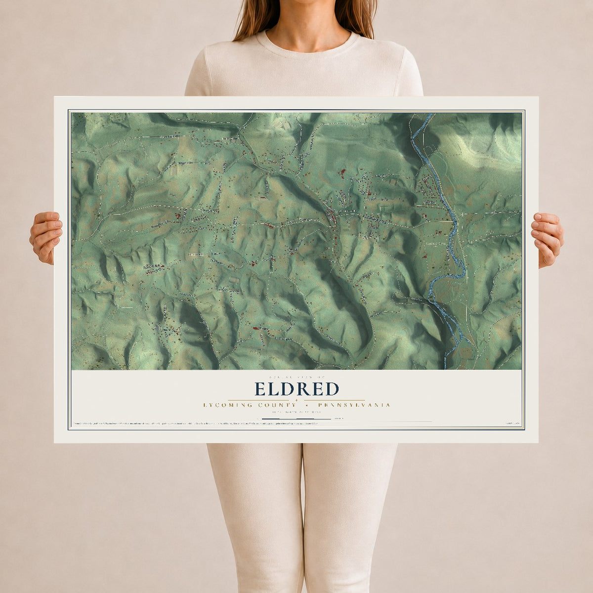 Map of Eldred, Lycoming County, Pennsylvania, 24 x 36 inch unframed archival matte print