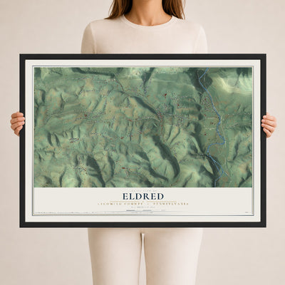 Map of Eldred, Lycoming County, Pennsylvania, 24 x 36 inch print in a black wood frame