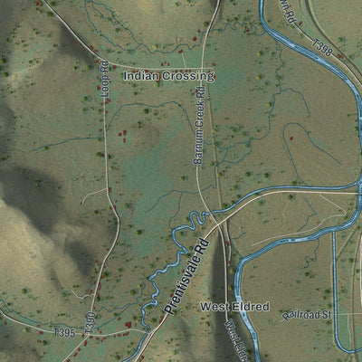 Second close-up of the map of Eldred, McKean County, Pennsylvania print showing more streets and buildings