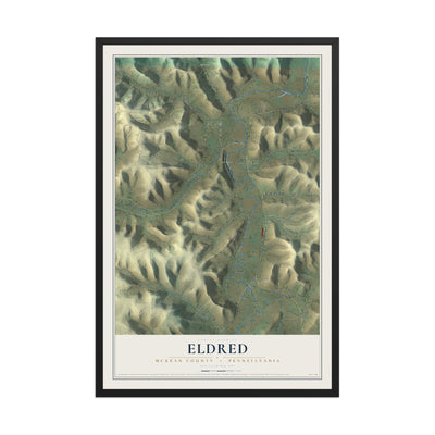 Map of Eldred, McKean County, Pennsylvania, 12 x 18 inch print in a black wood frame