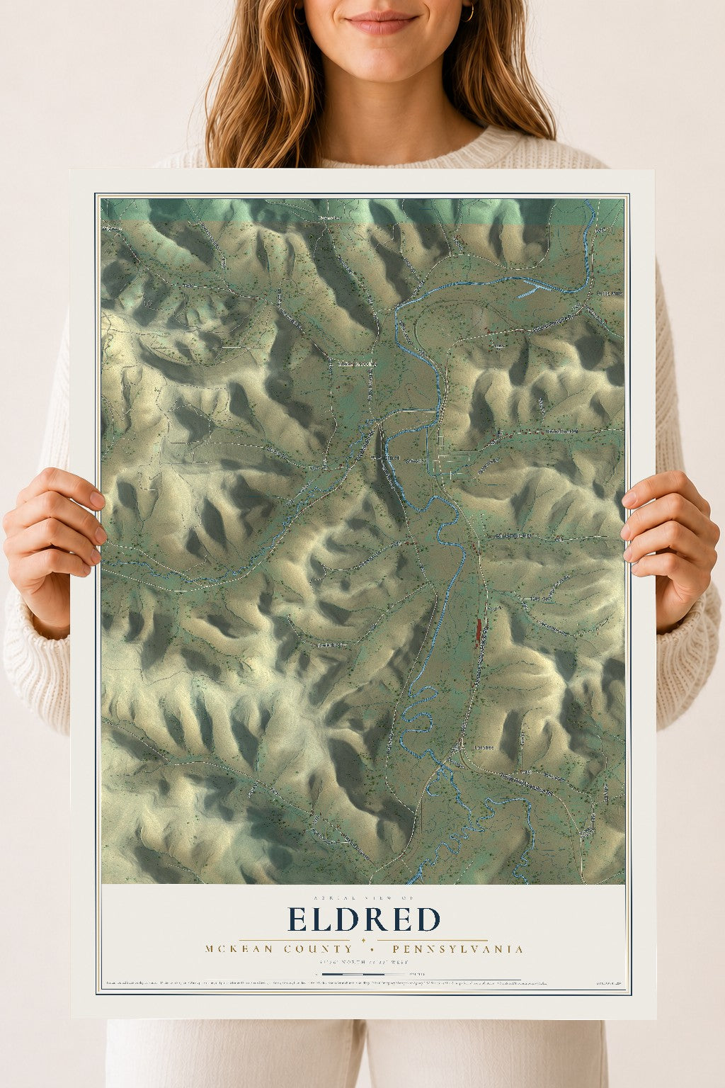 Map of Eldred, McKean County, Pennsylvania, 18 x 24 inch unframed archival matte print