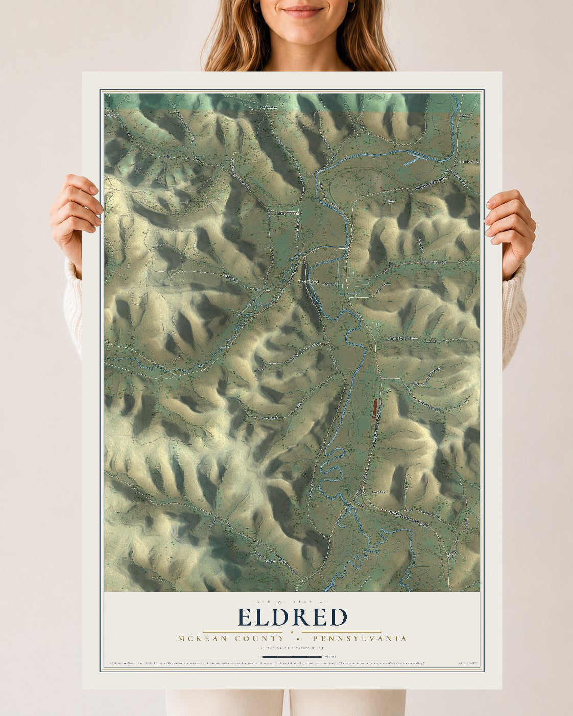 Map of Eldred, McKean County, Pennsylvania, 24 x 36 inch unframed archival matte print