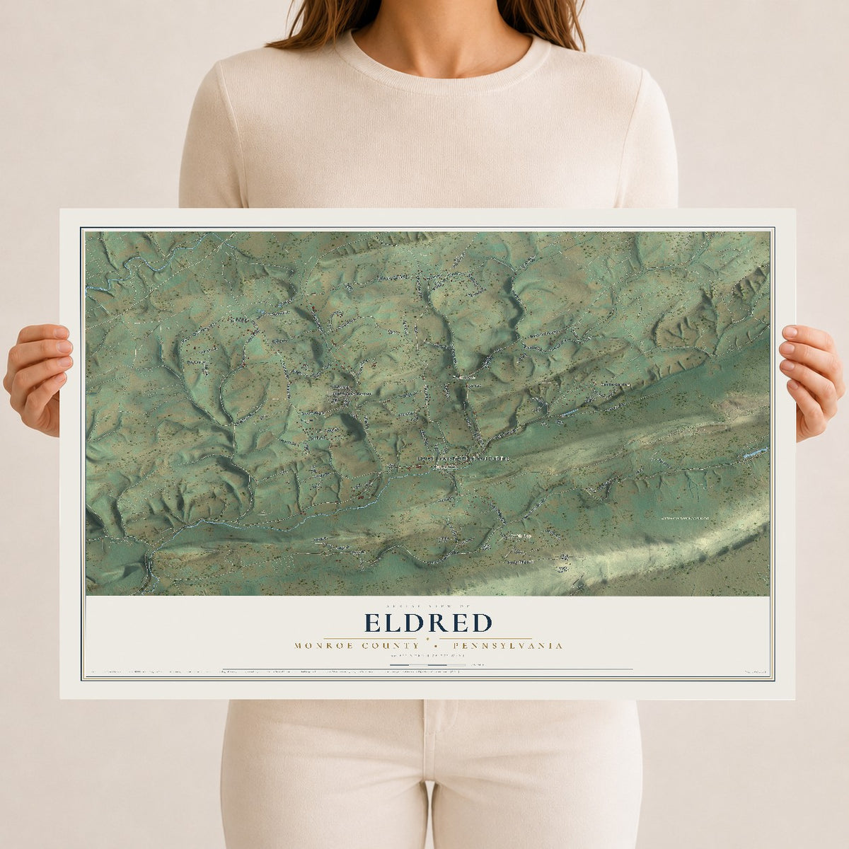 Map of Eldred, Monroe County, Pennsylvania, 12 x 18 inch unframed archival matte print